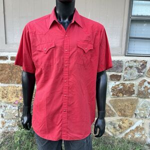 Ely Cattleman Western Mens Shirt Size XL Red Short Sleeve‎ Pearl Snap